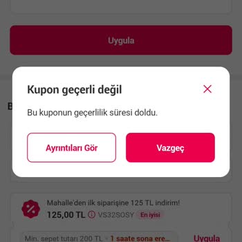 Yemeksepeti Mahalle Kuponumun Süresi Dolmadığı Halde Kullanamıyorum