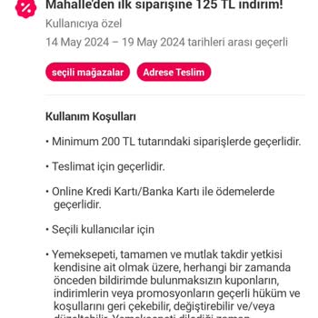 Yemeksepeti Mahalle Kuponumun Süresi Dolmadığı Halde Kullanamıyorum