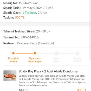 Domino's Pizza Geç Gelen Kurye Ve Eksik Teslimat