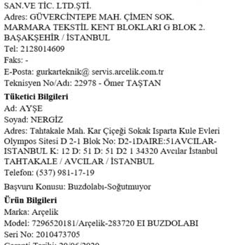 Arçelik Soğutma Sorunu Yaşatan Buzdolabı Kabusu