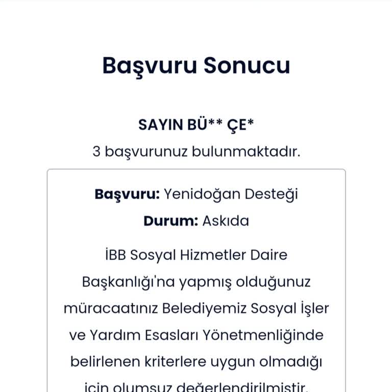 Anne Kart İBB Yeni Dogan Desteği