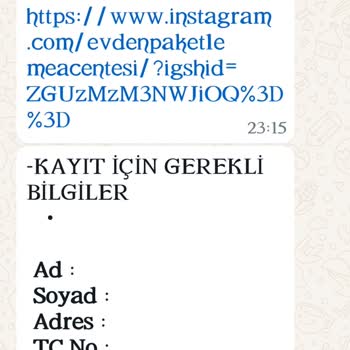 Evde Paketleme İşi İçin WhatsApp Üzerinden Kayıt Oluşturuldu.