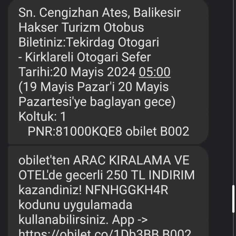 Obilet 0 Bilet Üzerinden Aldığım Balıkesir Turizm Otobüsü Biletim Yandı.