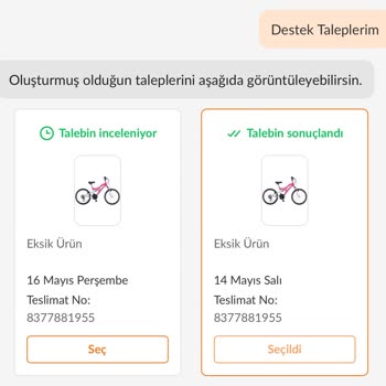 Trendyol'dan Bisiklet İstedim, Kağıt Yollandı