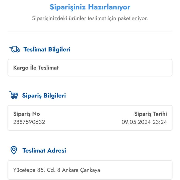 Şok Sipariş Hemen Teslim Değil 21 İş Günü