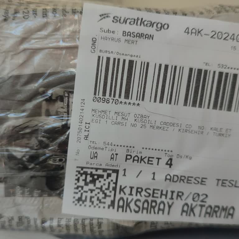 Sürat Kargo Kargom Aktarmada İçi Açılıp Malzemelerim Çalındı