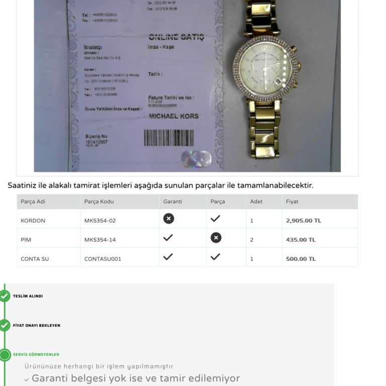 Michael Kors Saatimde Tekrar Eden Su Geçirme Sorunu