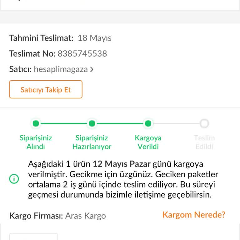 Aras Kargo Kargom Gelmedi Ve