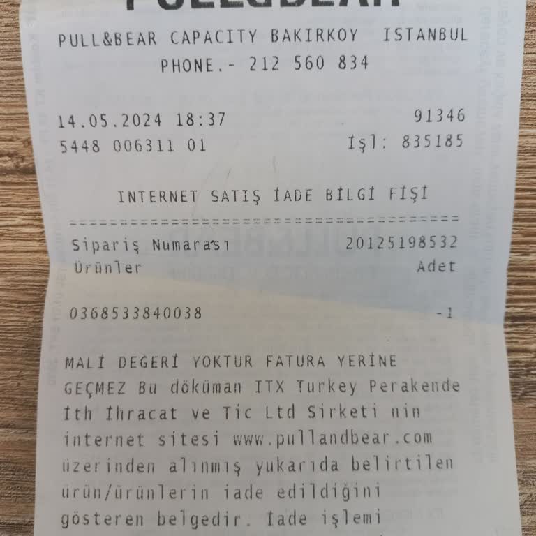 Pull & Bear İademi Gerçekleştirmiyor