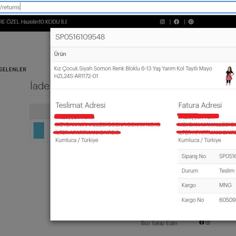Hazelin.com.tr Ürün İade Sorunsalı