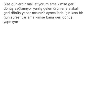Venüs Design İade Ve Eksik Ürün İçin Geri Dönüş Yapmıyor