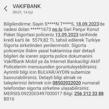 VakıfBank Sarı Panjur Konut Paket Sigortası İptali