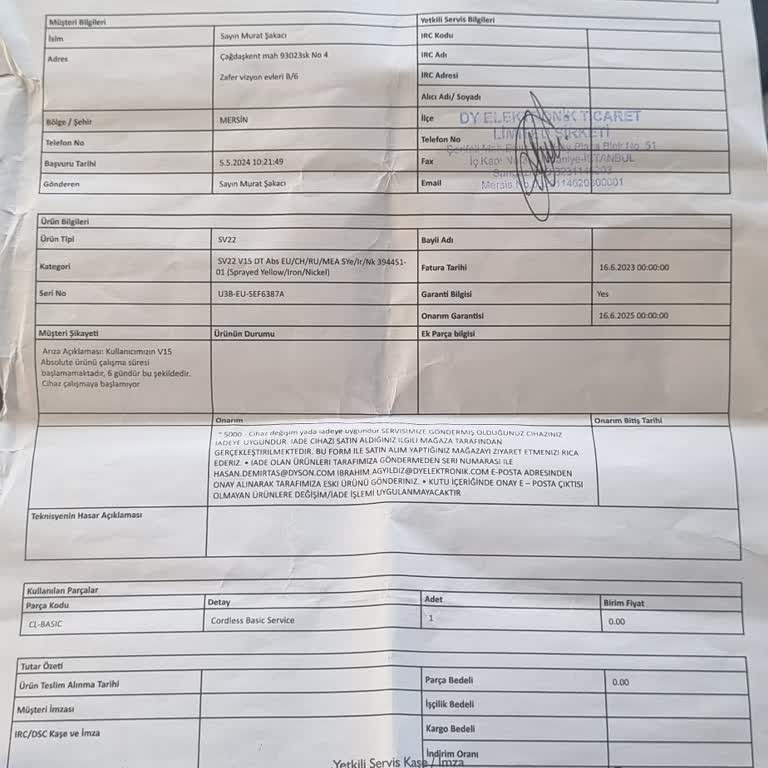 Dyson Garanti Ürününün Arkasında Durmuyor.