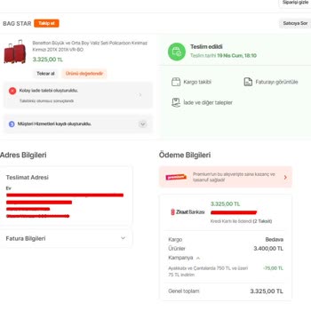 Hepsiburada'dan Kırık Tekerlekli Ve Bir Tanesi Eksik Bavul Seti