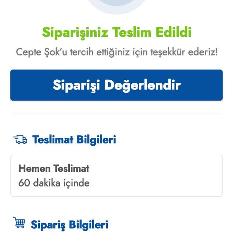 Cepte Şok Eksik Ürün