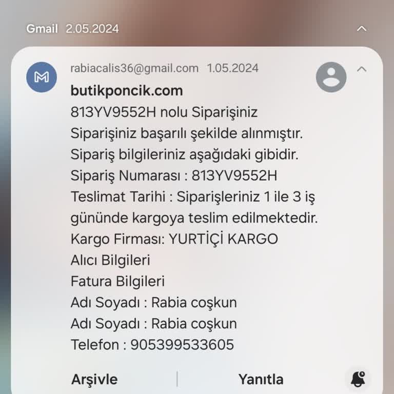Butik Ponçik Kargo Çıkışı Olmayan Ürün