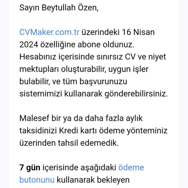 Cvmaker.com.tr CV Maket Kartımdan Para Çekmeye Çalışıyor