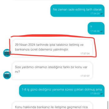 A101 Ücretimi İade Etmiyor