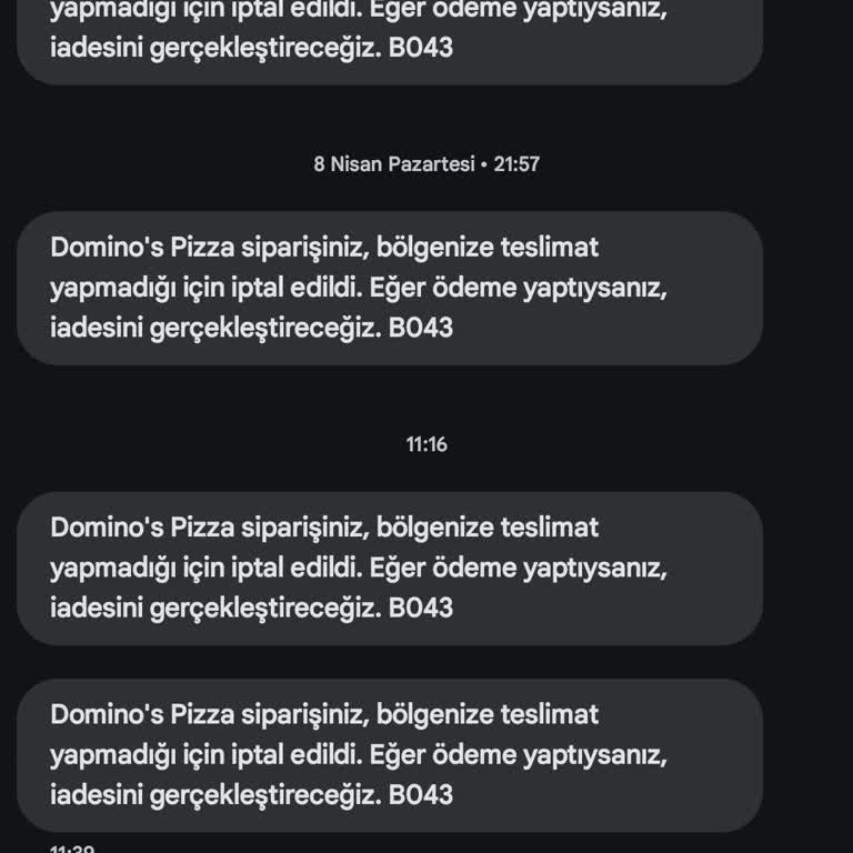 Yemeksepeti Domino's Pizza Kupon Kullanılan Sipariş İptali