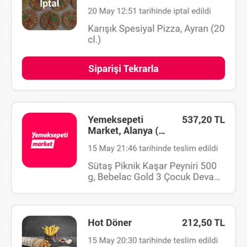 Yemek Sepeti İade