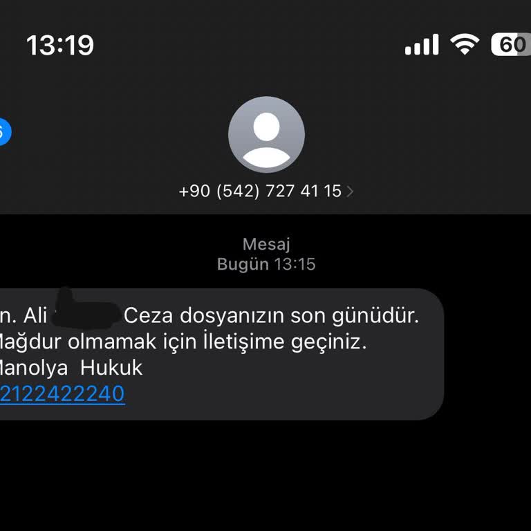 ERESTA (SMS) Cep Telefonuma Gelen Anlamsız Ceza Mesajı İle İlgili Şikayet