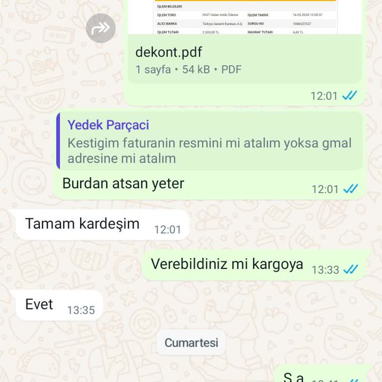 Özcan Otomotiv Antalya'da Yedek Parça Satışı Hakkında Şikayet