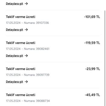 Armut Hesabından Verdiğim Teklifler Silindi