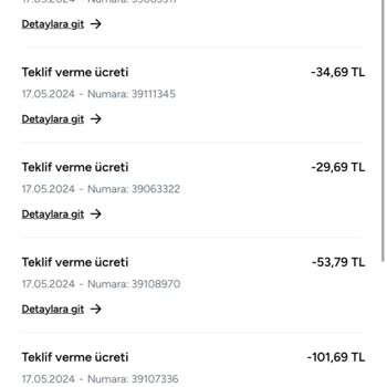 Armut Hesabından Verdiğim Teklifler Silindi