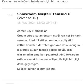 Vivense Pişmanlık Ürün Teslim Edilmiyor