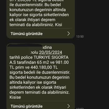 Türkiye Sigorta DASK İlgim Olmadığı Halde Başkası Adına Gelen SMS