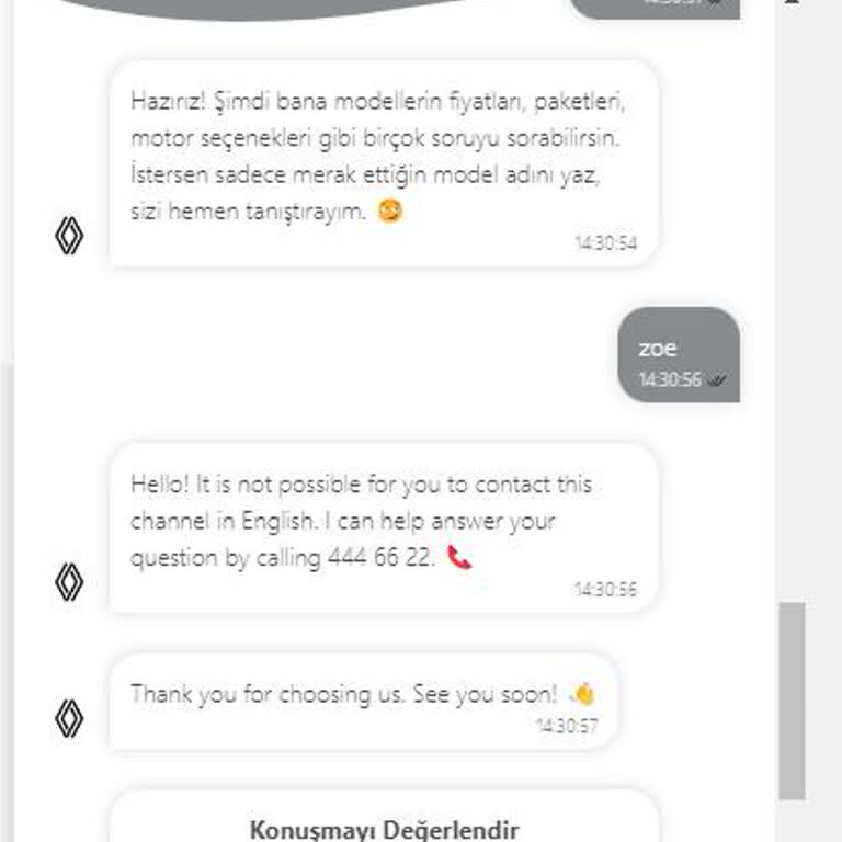Renault Resmi Site Canlı Destek Sorunu