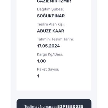 Aras Kargo Şubesinin Kargomu Başka Kişiye Teslim Etmesi