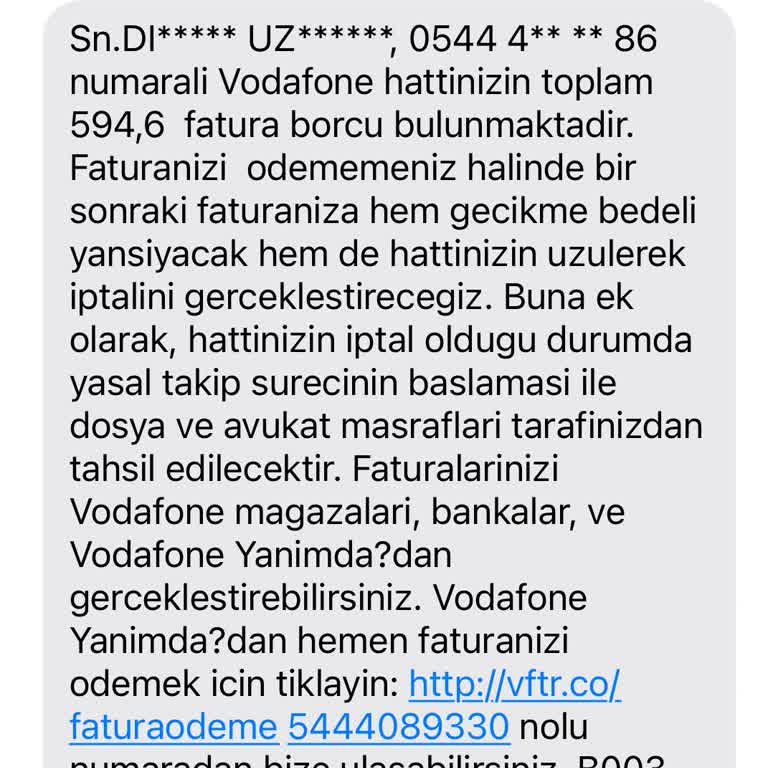 Vodafone Var Olmayan Sözleşme İle Tehdit Ediyor