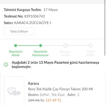 Trendyol Karaca Firma Şikayeti