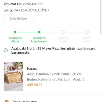 Trendyol Karaca Firma Şikayeti