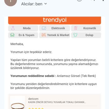 Trendyol Anlamsız Görsel Diyerek Yorumumu Reddetti!