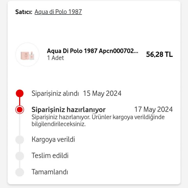 Vodafone Online Sipariş Gecikmesi: Aqua Di Polo Parfüm Bekleyişi