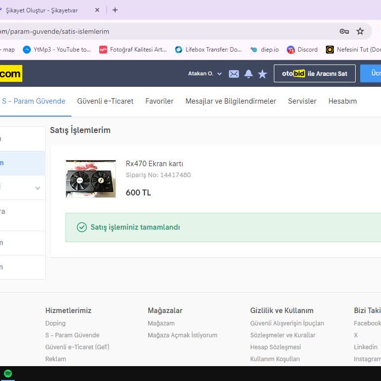 Sahibinden Param Güvende Hizmeti İle Ödeme
