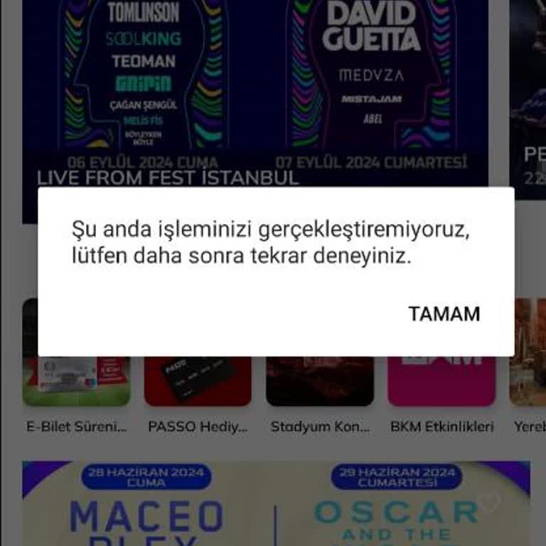 Passolig Passo İşleminizi Gerçekleştiremiyoruz Hatası - Bilet Tanımlayamıyorum