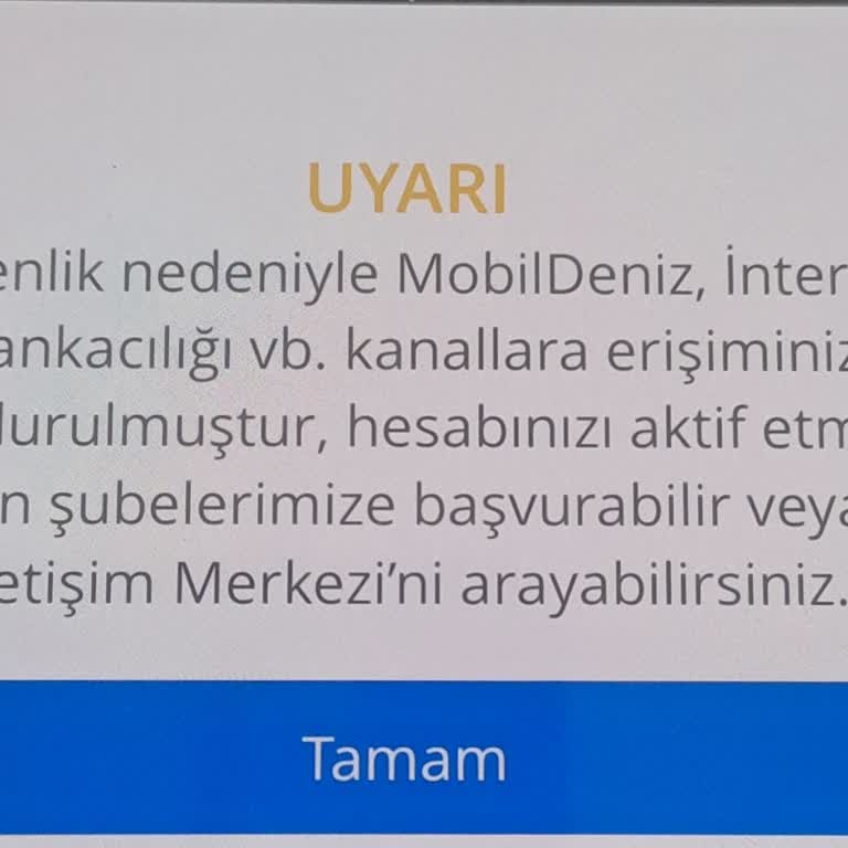 Denizbank Mobil Erişim Engeli