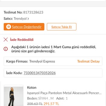 Trendyol 3 Aydır İademi Yapmıyor