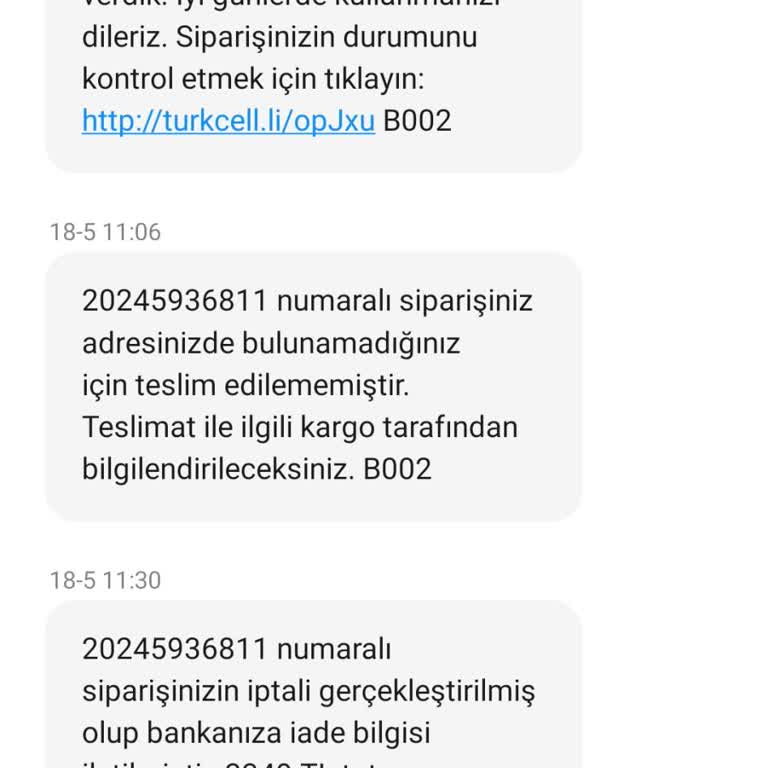 Turkcell Siparişin İptal Edilmesi Ürün İptal Olması Ürünün İadesi Oluşturulması