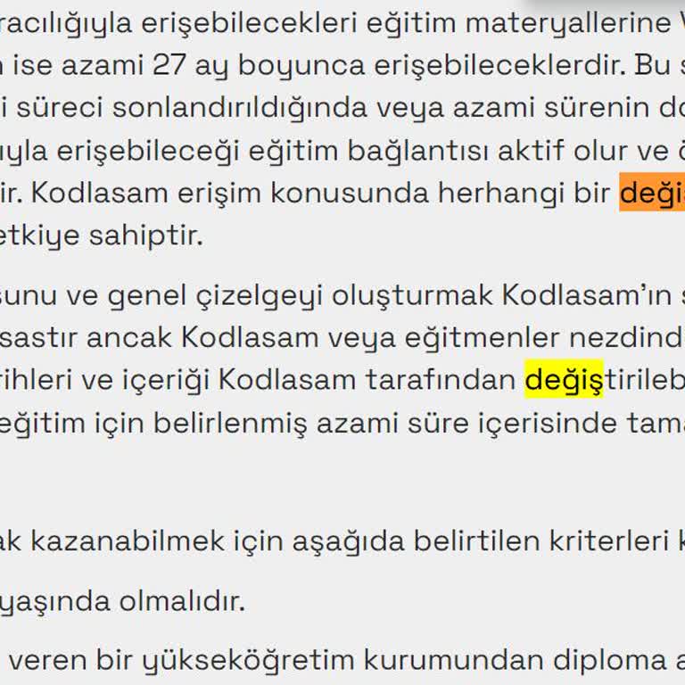 Kodlasam Yanıltıcı Eğitim Paketi Sunuyor, Sözleşmesine Sadık Değil