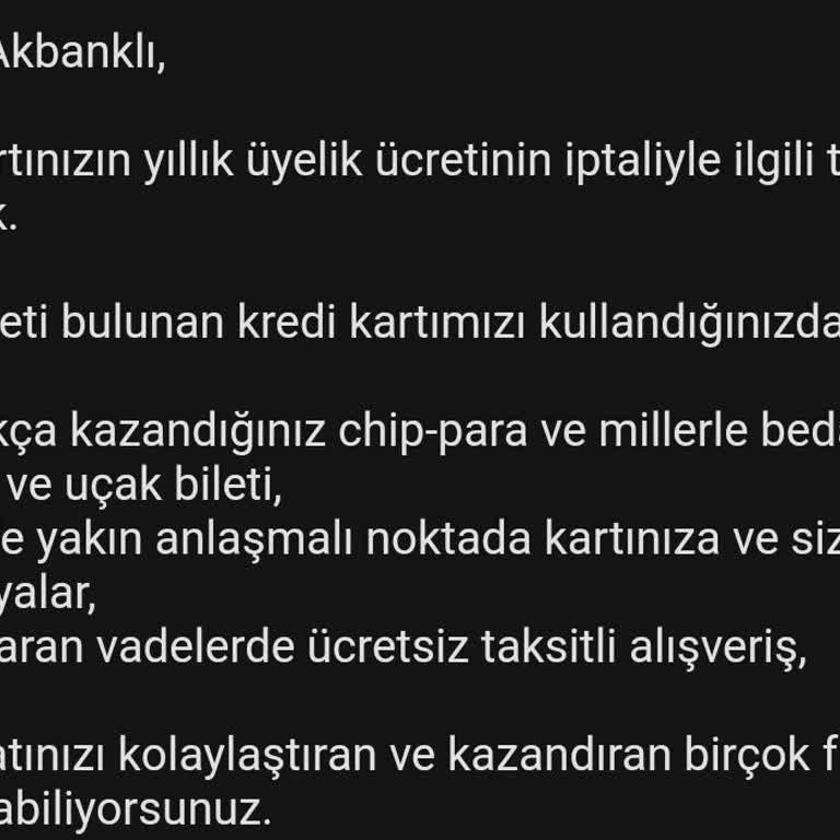 Akbank'ın Kart Aidatı Oyunları