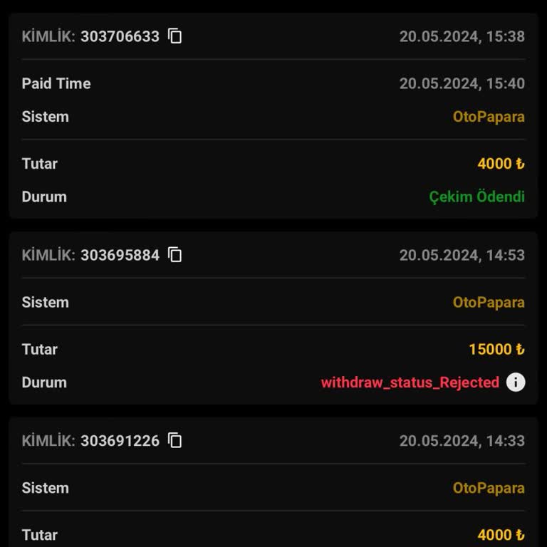 Yakabet Para Çekme İşlemi