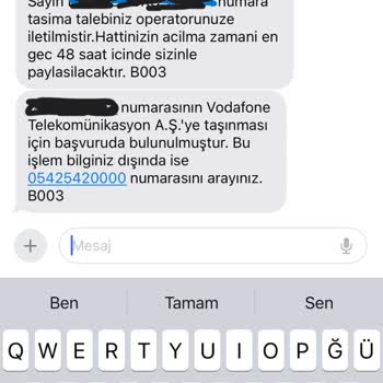 Vodafone Numara Taşıma İşlemi