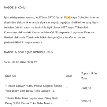 Fırat Kaya Collection İnternetten Alışverişimin İadesini Kabul Etmiyor