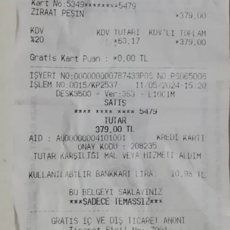 Gratis Fişi Olan Ürün İade/Değişim Problemi