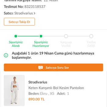 Stradivarius Aldığım Ürün 1,5 Aydır Kargoya Verilmiyor Ve Para İademde Yapılmıyor
