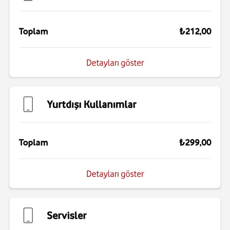 Vodafone Yurt Dışı Kullanım Faturası
